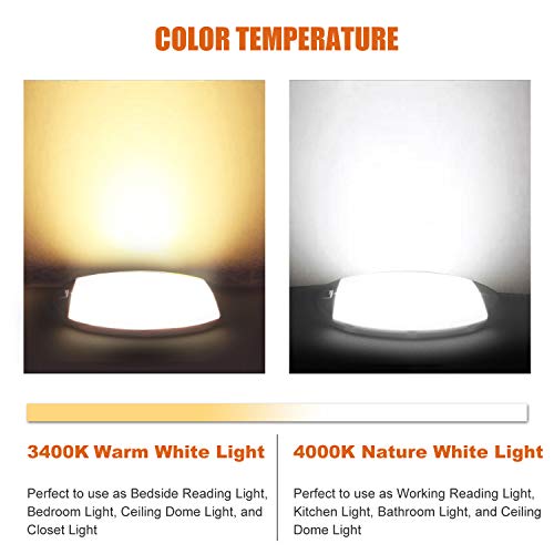 Facon 12V LED RV Dome Light, Length: 9-1/4'', DDS01-608-CW, Large Oval Pancake Light, 12Volt Interior Ceiling Dome Light with On/Off Switch, for RV Motorhomes Camper Caravan Trailer Boat - Image 2