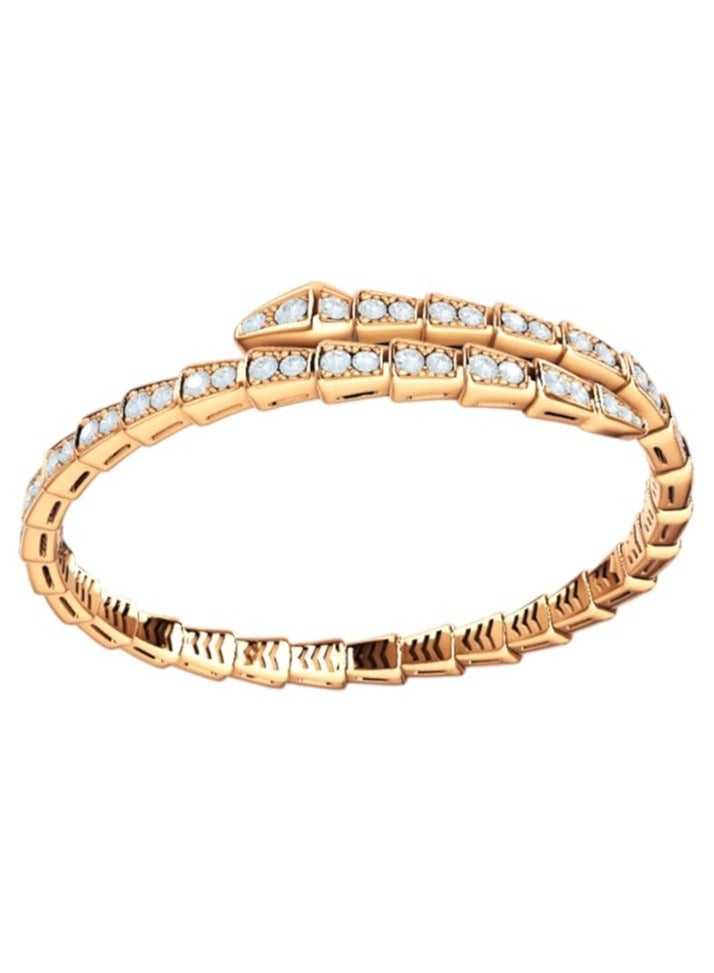 بونكا سوار عصري مرصع بالزريكون أنيق على شكل ثعبان للنساء ذهبي من بونكا - Image 1