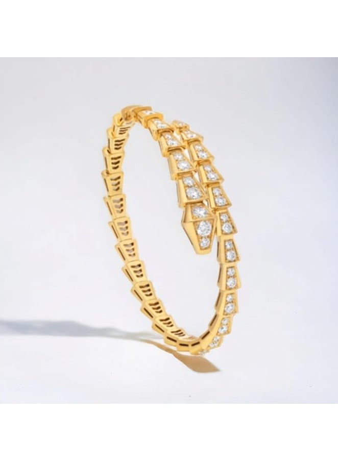 بونكا سوار عصري مرصع بالزريكون أنيق على شكل ثعبان للنساء ذهبي من بونكا - Image 2