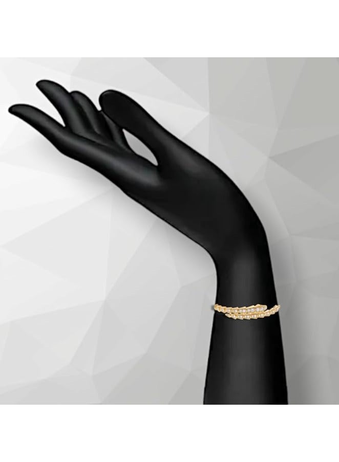 بونكا سوار عصري مرصع بالزريكون أنيق على شكل ثعبان للنساء ذهبي من بونكا - Image 3