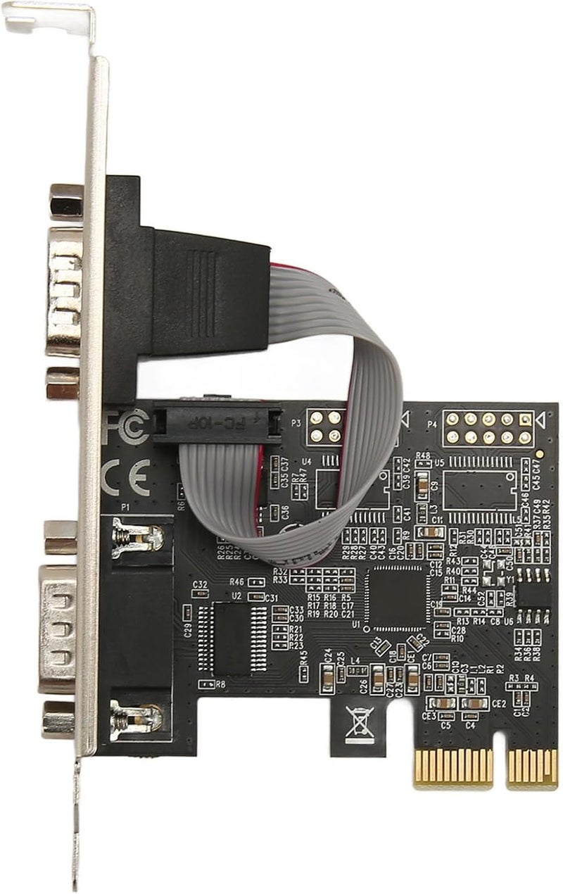 2 Port PCI RS232 DB9 Serial Port Card, PCIe Serial Expansion Card, PCIe Serial Host Controller Card with 256 Byte Depth FIFO, Compatible with and - Image 1