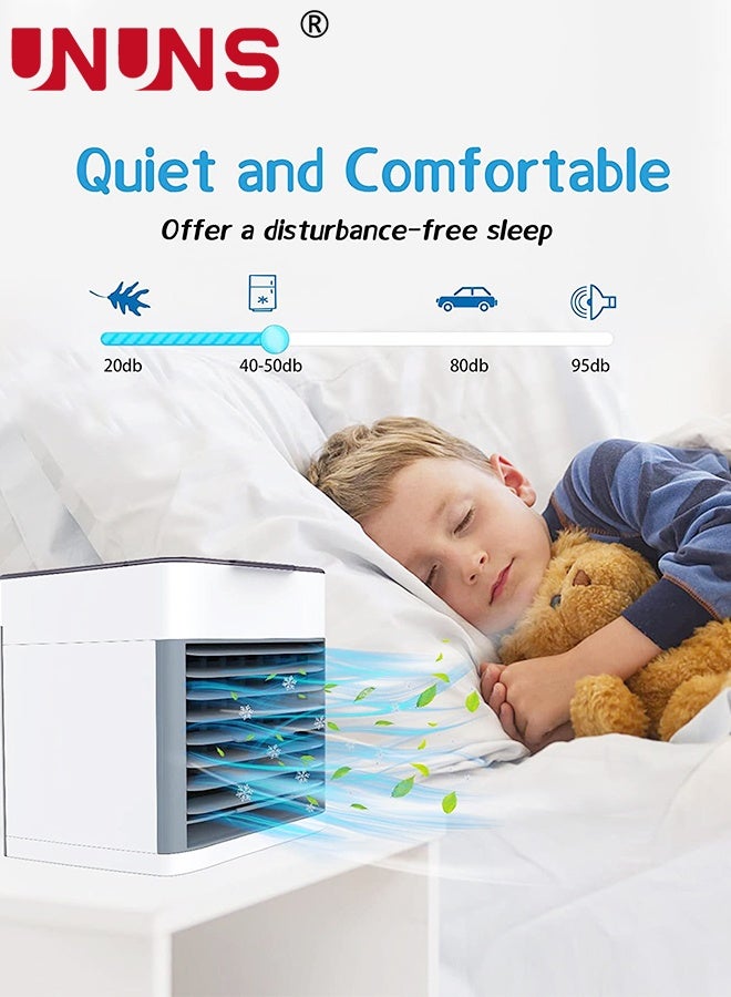 UNUNS Air Cooler Fan,3-IN-1 Portable Air Conditioner Humidifier,Evaporative Air Cooling,3 Fan Speeds,7 Colors Night Light,Cooler Fan For Desk Office  - Image 5