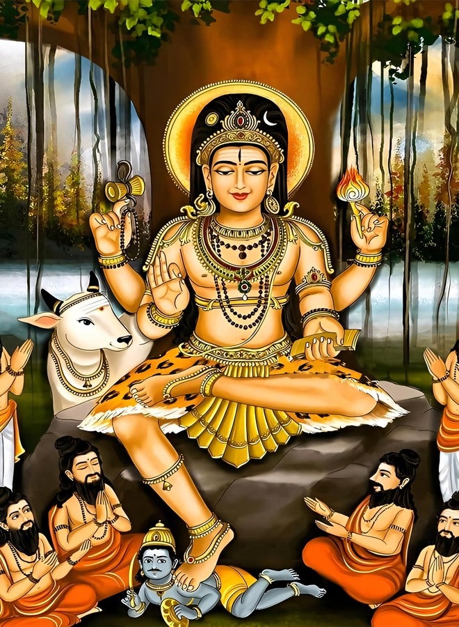 Roostaflag Dakshinamurthy Photo Wall Sticker | Photo Big Size | Lord Dakshinamoorthy Poster | Guru Dakshinamurti Wallpaper | Sri Dakshina Murthy Wall Stickers for Pooja Room, Office Decor, 46 cm - Image 1