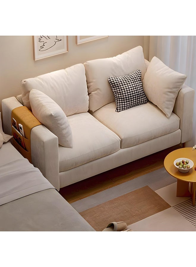 Comfynest Comfynest Contemporary Fabric Cushioned Sofa with Square Arm for Bedroom - Yellow/Beige, 121.92 x 60.96 x 55.88 cm  - Image 2