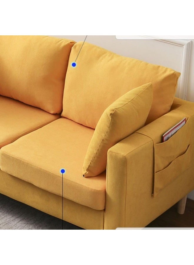 Comfynest Comfynest Contemporary Fabric Cushioned Sofa with Square Arm for Bedroom - Yellow/Beige, 121.92 x 60.96 x 55.88 cm  - Image 4
