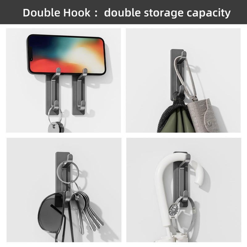 pickpiff Wall Hooks for Coat and Towel: 13LB Strong Adhesive Door Hanger Stick on, Grey 4 Pack - Image 2