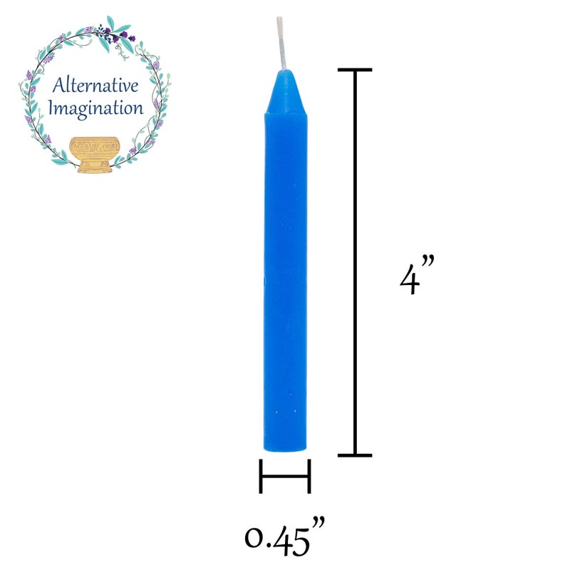 Alternative Imagination Blue Chime Candles - 20 Pack of Unscented 4 Inch Mini Taper Candles - Dripless Long Burning Ritual Candles for Meditation,  Home Decor - Image 3