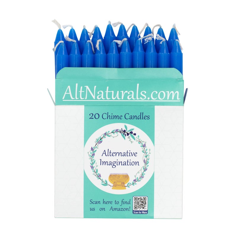 Alternative Imagination Blue Chime Candles - 20 Pack of Unscented 4 Inch Mini Taper Candles - Dripless Long Burning Ritual Candles for Meditation,  Home Decor - Image 2