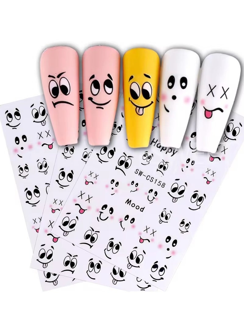 Goolsky 3pcs/set 3D Cartoon Graffiti Style Nail Stickers Kawaii Cute Funny Head Mood Bees Design Decals For Nail Art Manicure Decoration  - Image 1