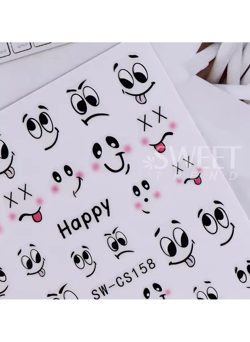 Goolsky 3pcs/set 3D Cartoon Graffiti Style Nail Stickers Kawaii Cute Funny Head Mood Bees Design Decals For Nail Art Manicure Decoration  - Image 2