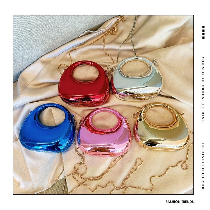 Acrylic Crescent Mini Crossbody Bag with Chain - Image 2