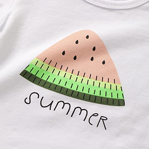 Goodplayer Toddler Baby Girls Summer Clothes Set Kids Watermelon Print T-shirt Short Sets Outfits for 1-4 Years Old (12-18 Months, Green) - Image 5