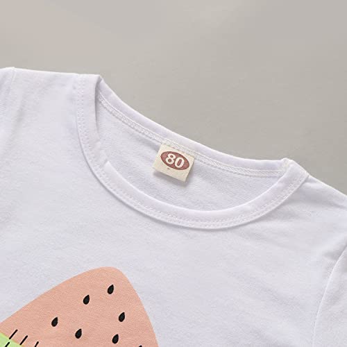 Goodplayer Toddler Baby Girls Summer Clothes Set Kids Watermelon Print T-shirt Short Sets Outfits for 1-4 Years Old (12-18 Months, Green) - Image 4
