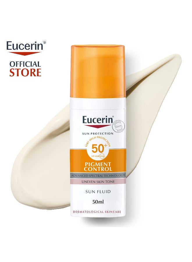 Eucerin Face Sunscreen Even Perfector Pigment Control Sun Fluid with Thiamidol, High UVA/UVB Protection, SPF50+, Reduces Spots for Uneven Skin Tone 50ml - Image 1