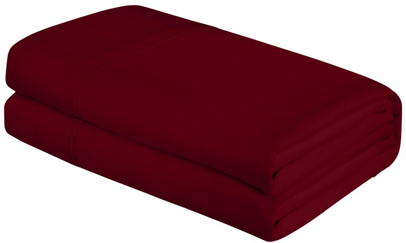 Royale Linens Queen Flat Sheet  Ultra Soft Brushed 1800 Microfiber Flat Sheets Only  Wrinkle Free  Stain Resistant  Hotel Quality Top Sheet for Bed Queen Burgundy