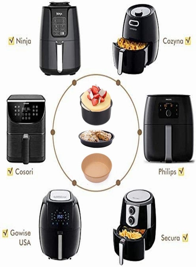 MIUVA Air Fryer Accessories,7 inch Cake Barrel,Pizza Pan,50 Pcs Baking Paper and Silicone Brush for Ninja Gowise Cosori Phillips Cozyna Gourmia Zeny, - Image 2