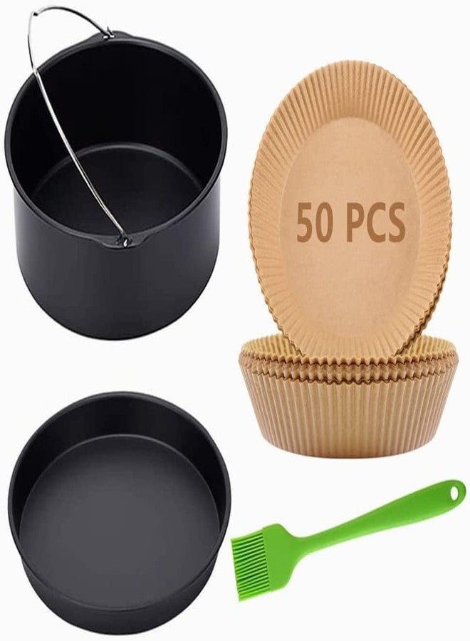 MIUVA Air Fryer Accessories,7 inch Cake Barrel,Pizza Pan,50 Pcs Baking Paper and Silicone Brush for Ninja Gowise Cosori Phillips Cozyna Gourmia Zeny, - Image 1