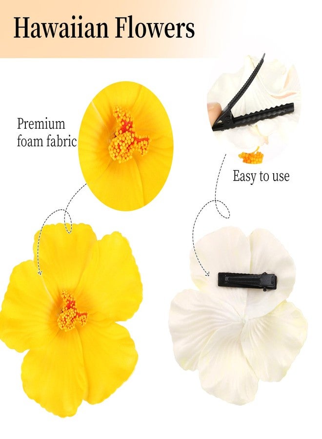 ANBALA 6Pcs Artificial Hibiscus Flower Hair Clips, Hawaiian Flower Hair Clips for Women, Bohemian Tropical Hairpin for Wedding, Vacation, Beach, Party - Image 3