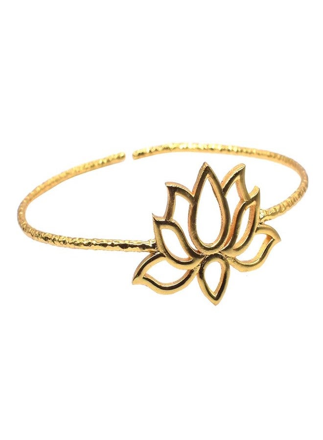 RidVik Handmade Lotus Design Bangle, Bracelet, Adjustable Gold Plated Bangle Bracelet For Girls & Women, Modern with Elegant Looking, Gifting & Fashionable Jewellery Lightweight Bangle for Party - Image 5