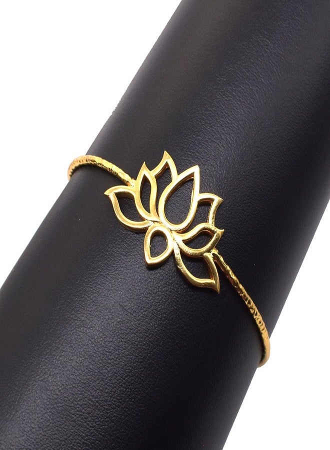 RidVik Handmade Lotus Design Bangle, Bracelet, Adjustable Gold Plated Bangle Bracelet For Girls & Women, Modern with Elegant Looking, Gifting & Fashionable Jewellery Lightweight Bangle for Party - Image 3