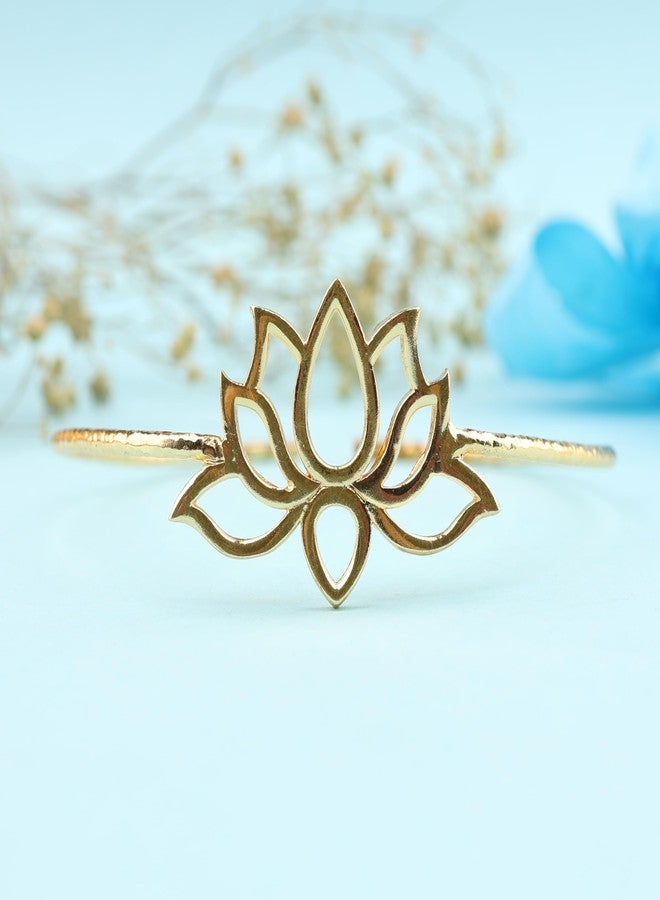 RidVik Handmade Lotus Design Bangle, Bracelet, Adjustable Gold Plated Bangle Bracelet For Girls & Women, Modern with Elegant Looking, Gifting & Fashionable Jewellery Lightweight Bangle for Party - Image 4