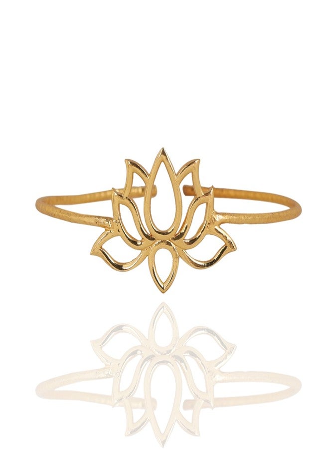 RidVik Handmade Lotus Design Bangle, Bracelet, Adjustable Gold Plated Bangle Bracelet For Girls & Women, Modern with Elegant Looking, Gifting & Fashionable Jewellery Lightweight Bangle for Party - Image 1