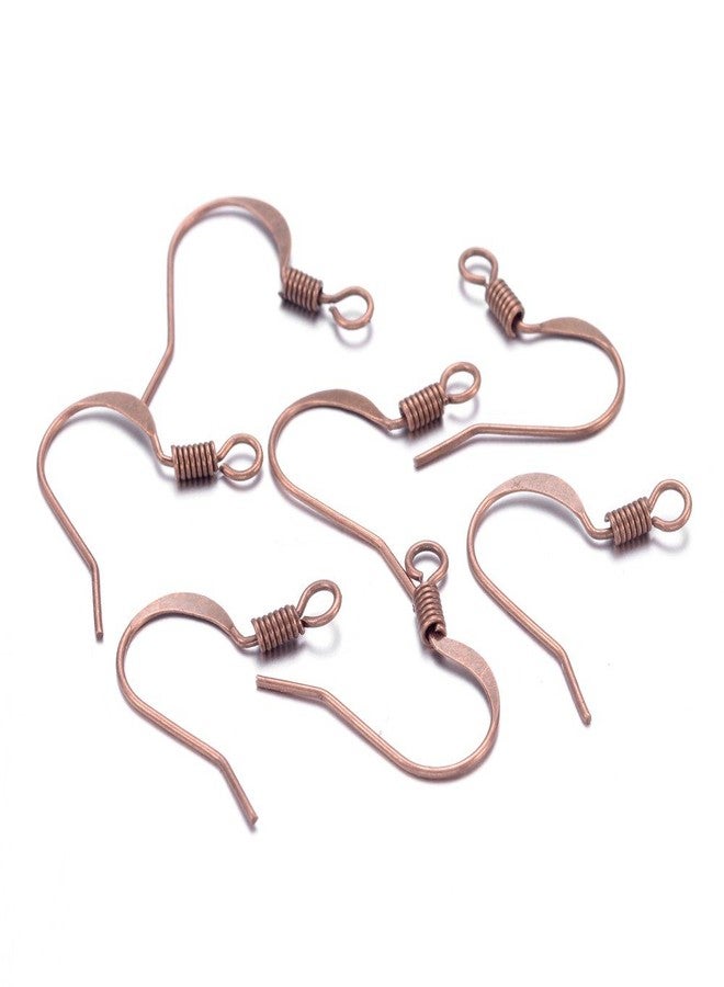 KISSITTY 100Pcs Red Copper Brass French Styles Fish Earring Hooks 15mm Flat Sides Coil Earwires with 2mm Loop for Dangle Earring Jewelry Making - Image 1