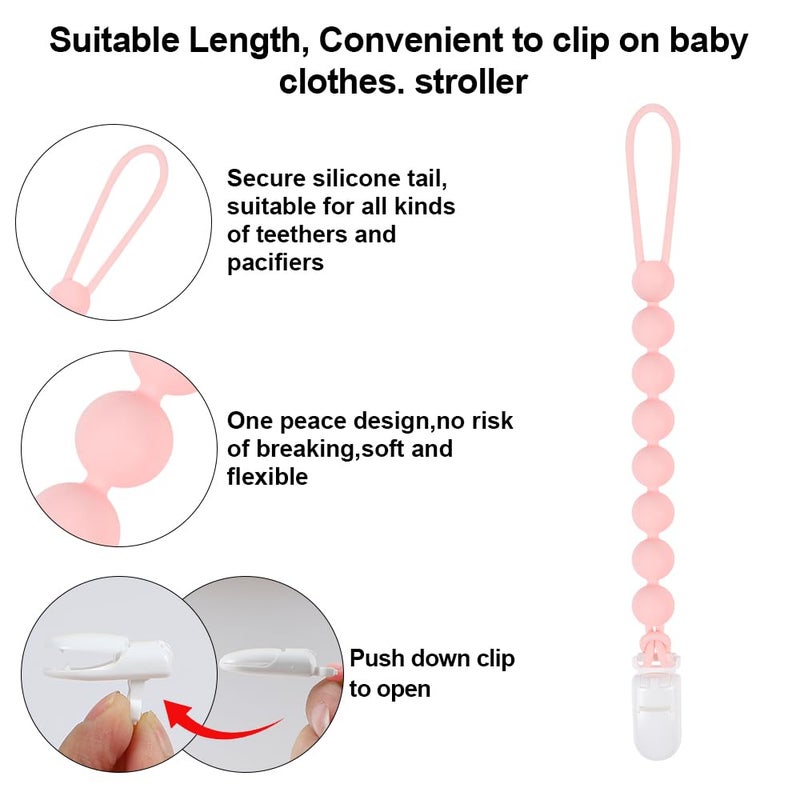 AmazingM Baby Food Grade Silicone Tractor Truck Teether Toy with One Piece Design Pacifier Clip HolderTeething Pain Relief Toys Gift Set for 3 Months Boys and GirlsFreezer SafeBPA Free Pink - Image 5