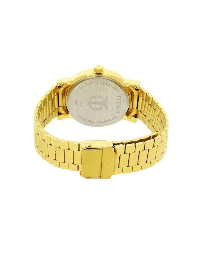 TITAN Men Analog Display Watch With Gold Metal Strap - 1712YM03