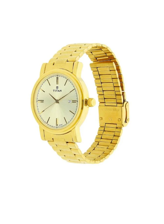 تيتان Men Analog Display Watch With Gold Metal Strap - 1712YM03
