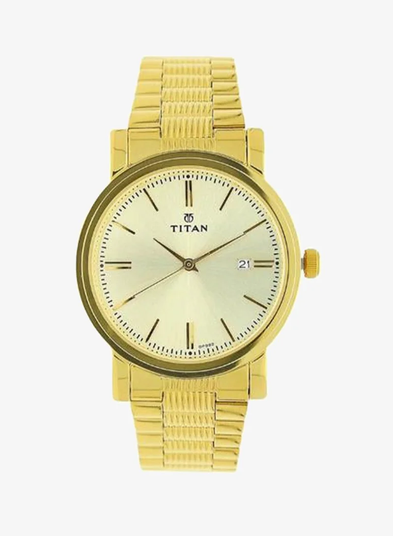 TITAN Men Analog Display Watch With Gold Metal Strap - 1712YM03