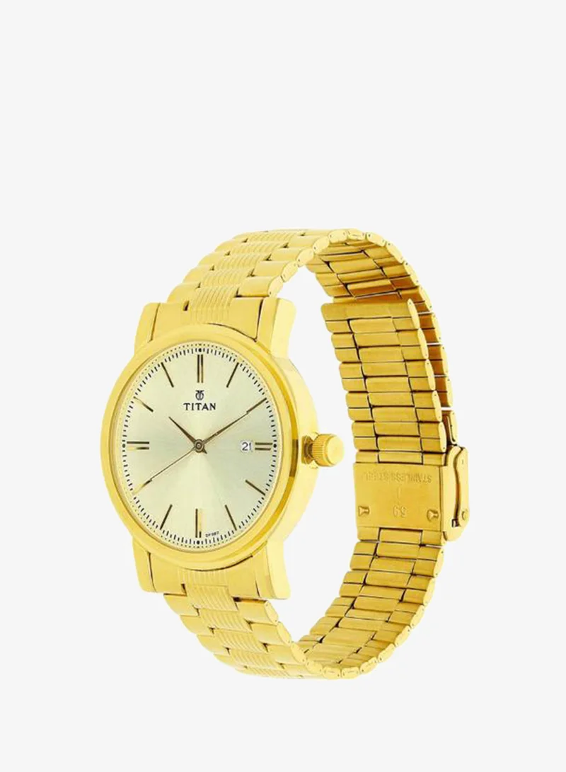 TITAN Men Analog Display Watch With Gold Metal Strap - 1712YM03