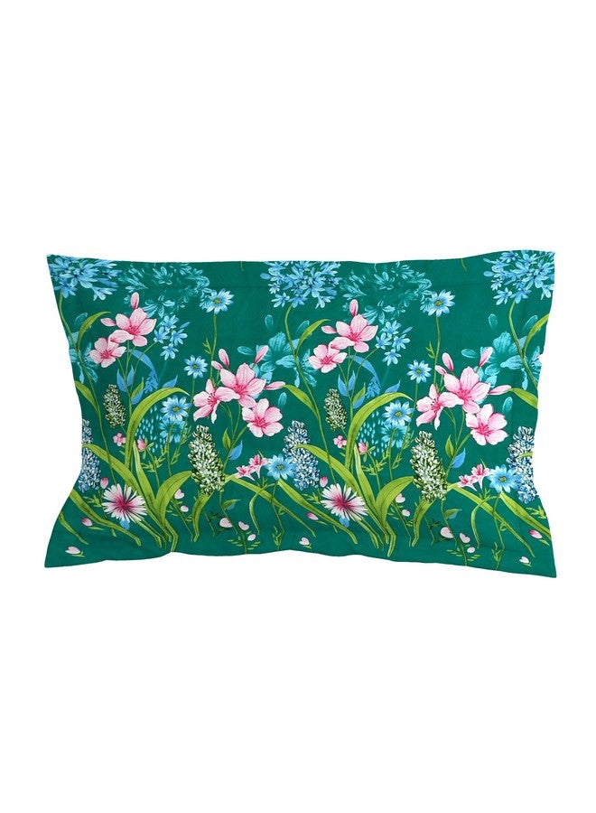 RD TREND Presents Luxurious Glace Cotton Super Soft 210 TC 360° Elastic Fitted Bedsheets Single Bed Size (72 x 48 x 8 Inch) with 1 Pillow Cover Size (28 x18), Color- Dark Green, Floral - Image 3