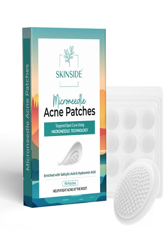SKINSIDE Microneedle Acne Patches (9 Patches) | 300+ Self-Dissolving Microneedles | Salicylic Acid + Hyaluronic Acid | Overnight Pimple Patch for Deep & Early Pimples | Fast Acne Relief - Image 1