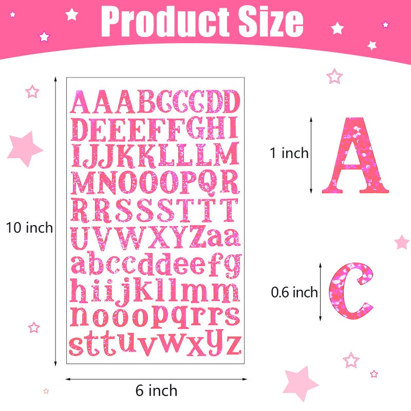 Clabby 2160 Pieces 24 Sheets Holographic Laser Letter Stickers Glitter Self Adhesive Stickers Shiny Alphabet DIY Small Vinyl Decorative Decals for Cups Scrapbooks Window Door Cars(Multiple Colors) - Image 2