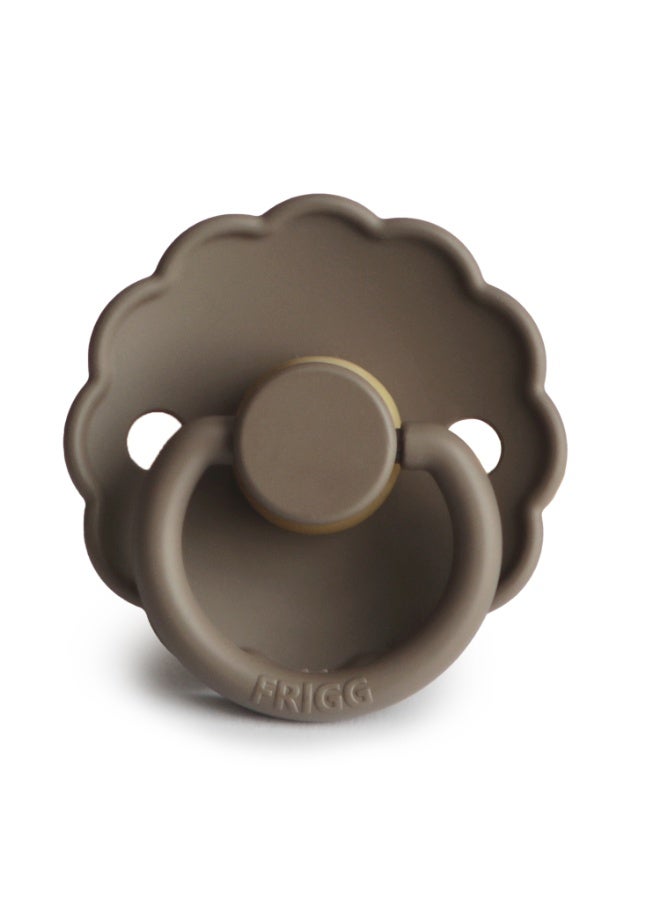 FRIGG Daisy Baby Pacifier | Natural Latex Baby Soother | 1 Pack | Portobello | 6-18 Months | Size 2 | BPA-Free | Made in Denmark | Airflow Shield