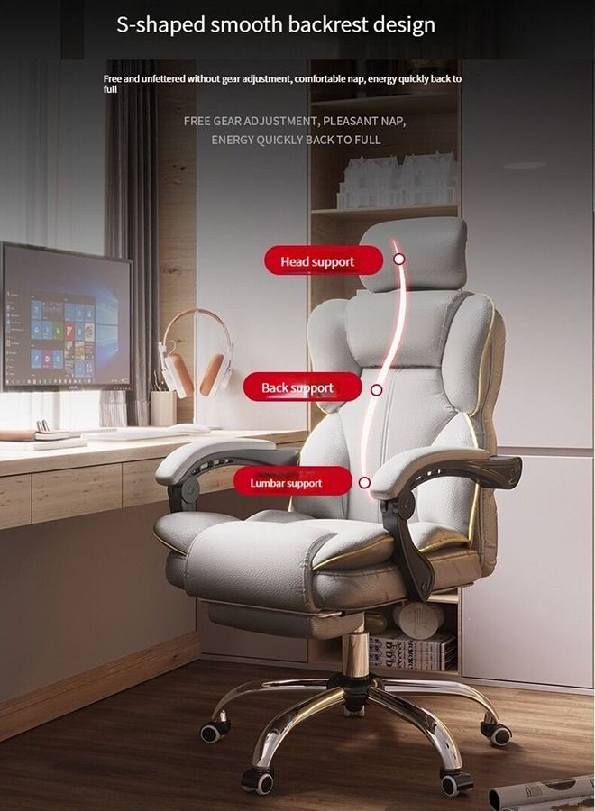 Gaming Chair 130° Recliner System,PU Leather 100Kg Weight Capacity,Retractable Footrest Adjustable Arm-Rest Office Chair Computer Chair PC Office