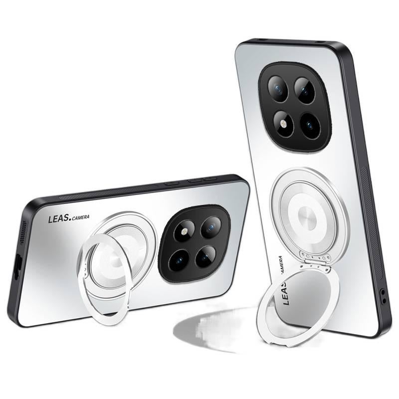 MS غطاء MagSafe بAcrylic لـ Redmi Note 15 Pro مع حماية من السقوط وحامل قائم مع مقاوم للصدمات مع مغناطيس قوي مع ملمس غير لامع باللون Star Orange مغناطيسي بوظيفة حامل من الأكريليك بالل. - Image 3