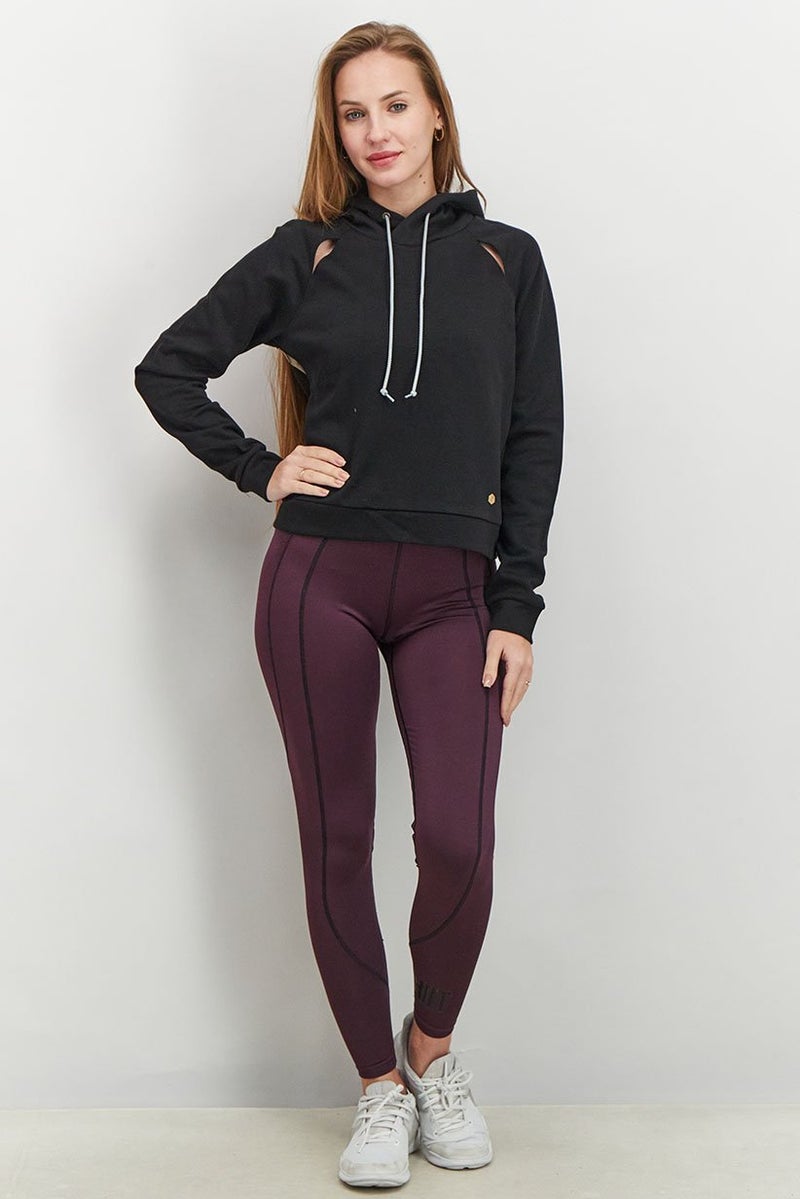 asics هودي رياضي نسائي بتصميم أنيق للتدريب واللياقة البدنية، أسود - Image 3