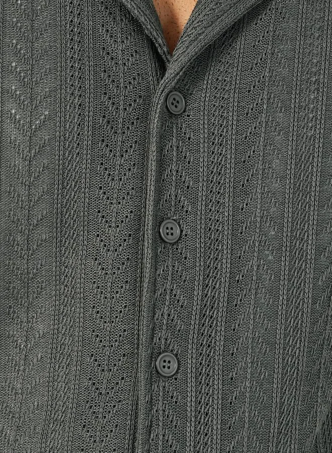 Styli Textured Regular Fit Notch Label Shirt