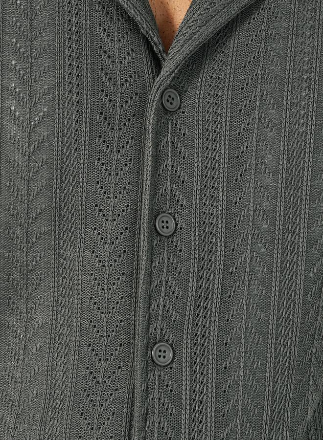 Styli Textured Regular Fit Notch Label Shirt  - Image 3