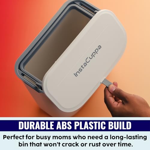 InstaCuppa Hanging Cabinet Door Dustbin with Lid – Double-Sided Flip & Slide Open, Odor-Sealed, 9L Plastic Trash Can for Kitchen, Bathroom & Under-Sink – Includes Cabinet Hanger & Adhesive Hook - Image 5