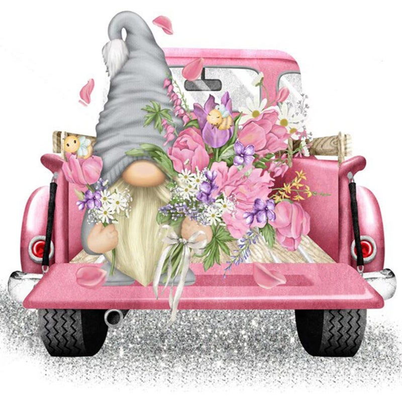 Tiwabb Stamped Cross Stitch KitsGnome Truck Flower Cross Stitch Kits for Adults BeginnersFull Range of CrossStitch Stamped Kits Needlecrafts for Home Wall Decor Cross Stitch Patterns 138x138inch