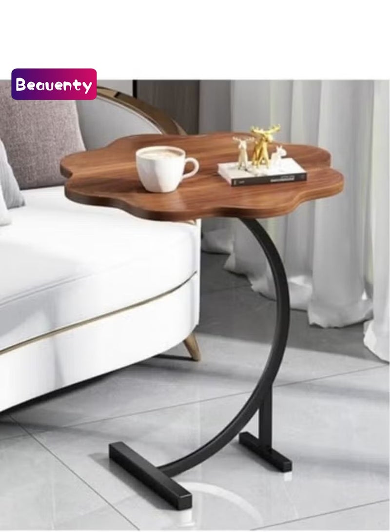 Beauenty Flower Shaped Nordic Style C Shaped End Table Snack Side Table Panel Table end Edge Sofa Table Modern Minimalist Sofa Side Coffee Laptop Coffee Table for Living Room Bedroom Office Balcony - Image 1