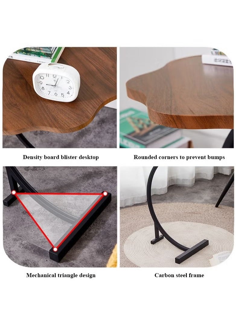 Beauenty Flower Shaped Nordic Style C Shaped End Table Snack Side Table Panel Table end Edge Sofa Table Modern Minimalist Sofa Side Coffee Laptop Coffee Table for Living Room Bedroom Office Balcony - Image 3