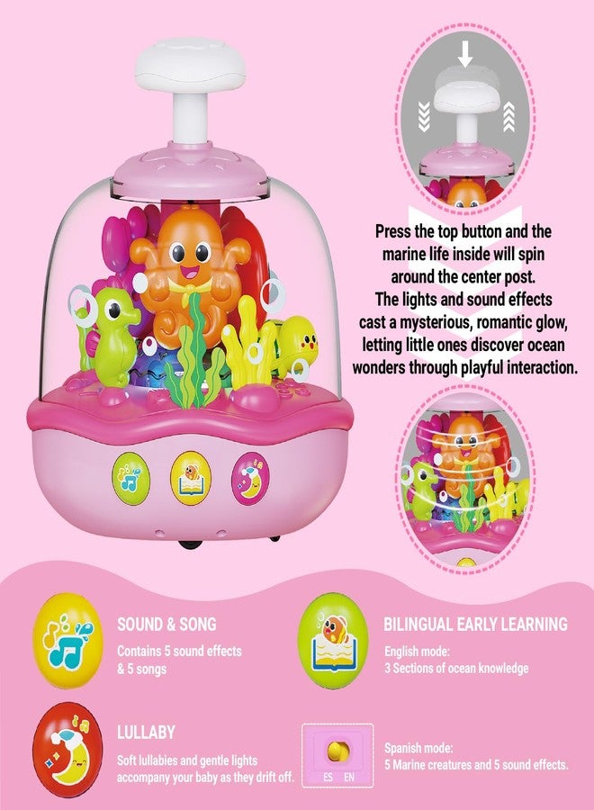 MoraBaby Baby Girl Toys 6-12-18 Months, Press & Spin Ocean Musical Light Up Toy | Bilingual Learning Educational Cause and Effect Toy for 1 Year Old Boy & Girl, Birthday Gifts for 1-3 Year Old - Image 3