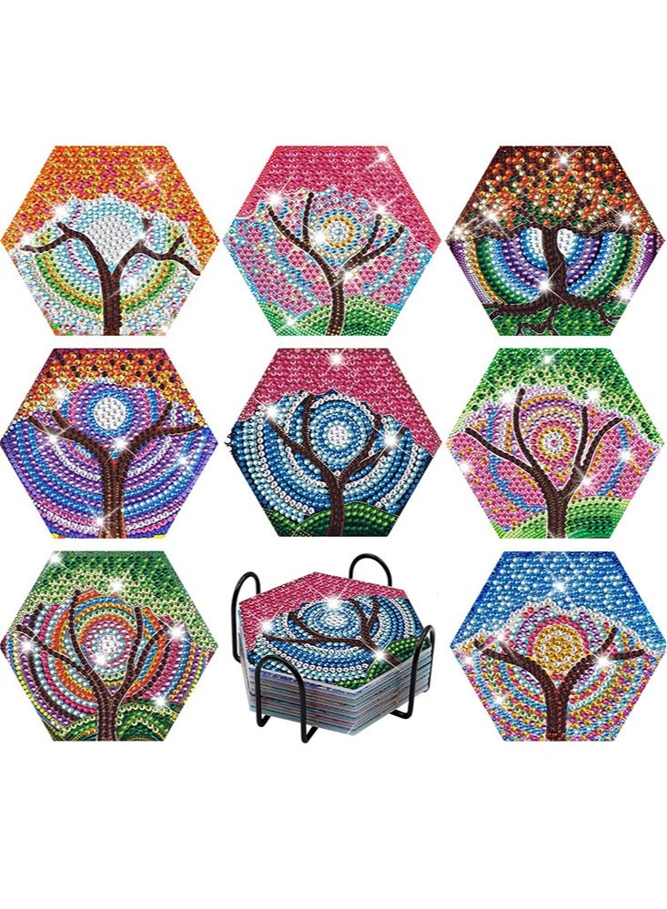 بيرفيي منضدة حماية للمكتب بتصميم كوب شاي كرتوني من الأكريليك مع لوحة فنية ماسية لعملها بنفسك - Image 1