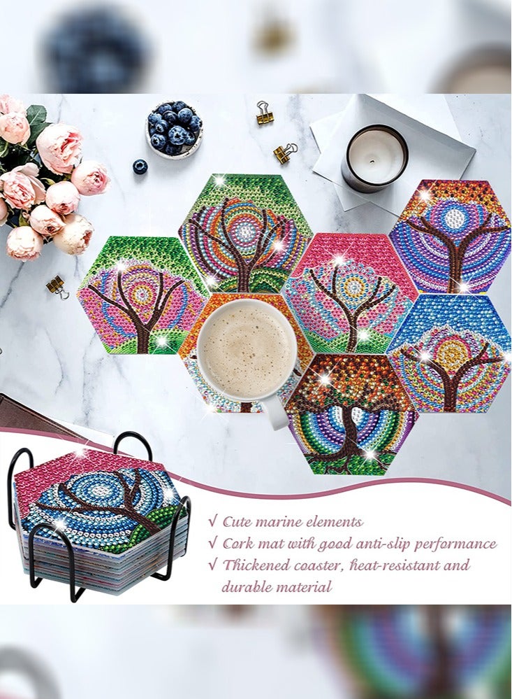 بيرفيي منضدة حماية للمكتب بتصميم كوب شاي كرتوني من الأكريليك مع لوحة فنية ماسية لعملها بنفسك - Image 2