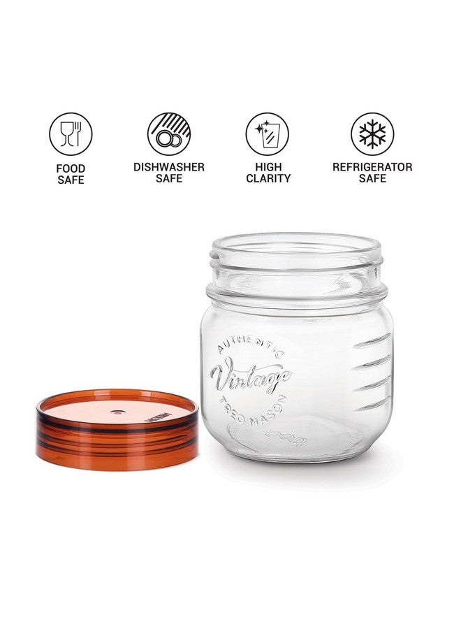 TREO تريو من ميلتون جرة زجاجية عتيقة مع غطاء محكم، حاويات تخزين للمطبخ، مجموعة من 6، خالية من BPA، منظم زجاجي للتخزين، دبا متعددة الاستخدامات للطعام، التوابل، الحبوب، البسكويت، الطعام الجاف، 300 مل لكل واحدة - Image 2