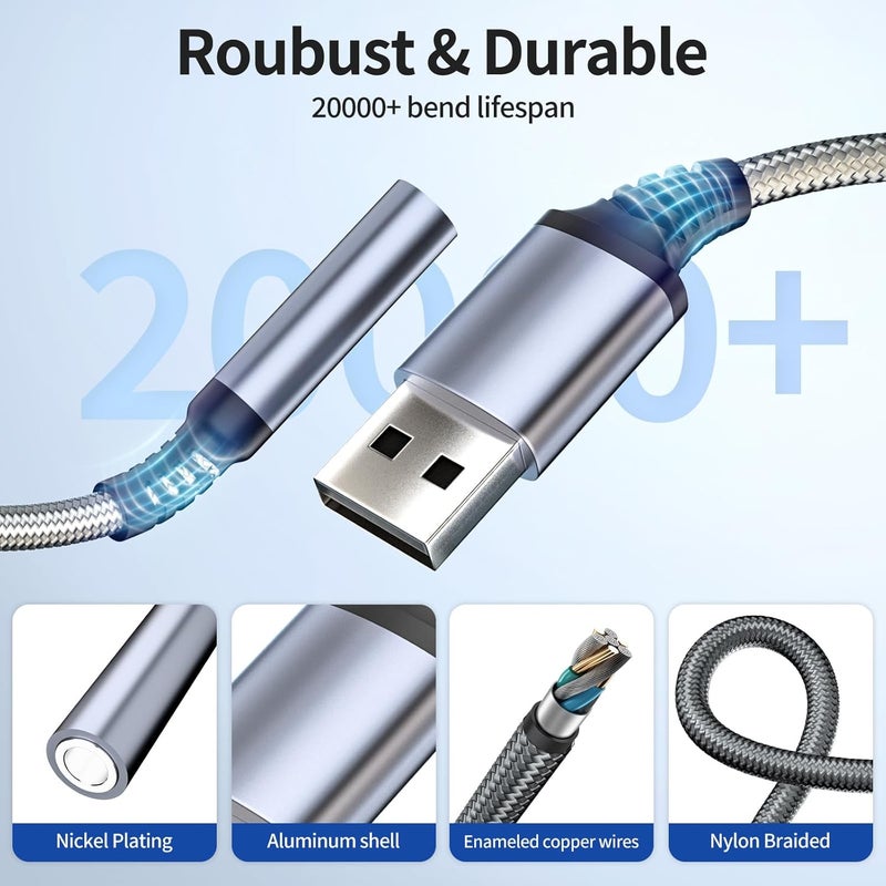 محول USB إلى مقبس صوتي 3.5 مم، كابل USB إلى صوت مساعد خارجي لبطاقة الصوت المجسمة، USB إلى مقبس سماعة رأس أنثى 3.5 مم TRRS لأجهزة PS4/PS5/سماعة الرأس/Mac/Linux/كمبيوتر Windows/كمبيوتر محمول/كمبيوتر مكتبي/محطة الإرساء (رمادي) - Image 4